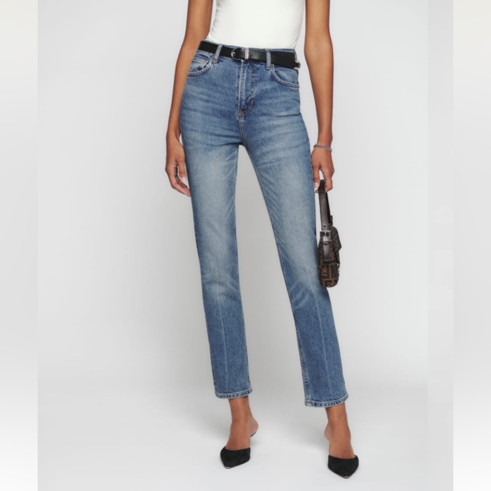 Reformation Liza Ultra High Rise Slim Straight Leg Jeans Malta Wash Size 30 NWT